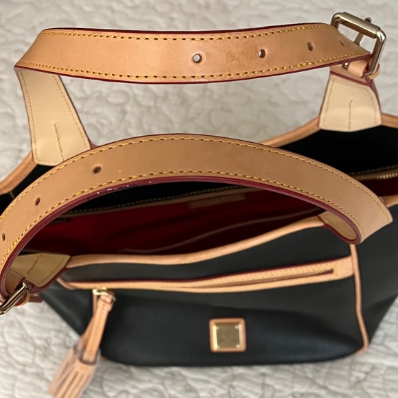 Dooney & Bourke Saffiano Leather Maddie Tote - Black & Tan - Picture 4 of 10